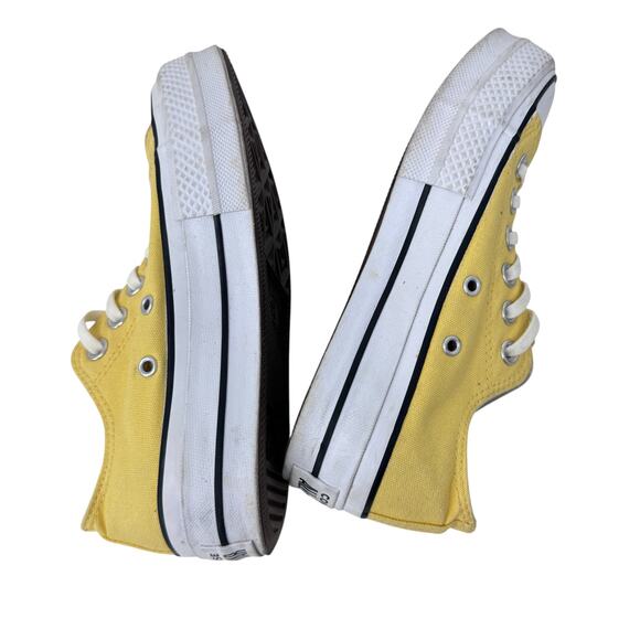 Converse All‎ Star Low Top Platform Sneakers Womens Size 5 Yellow White Lace Up - Picture 7 of 11